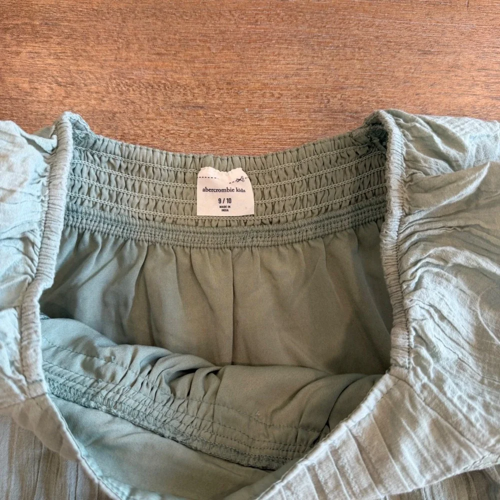 Abercrombie Kids Girls Sage Green Gauze Lace Set Top 9/10 Skirt 11/12 Boho